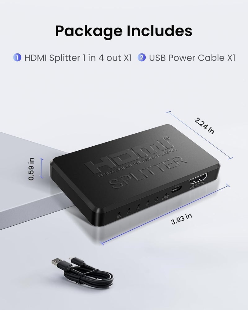 موزع HDMI 1 في 4 مخارج و4 منافذ HDMI يدعم 3D 4K 30HZ، 4K - Image 1