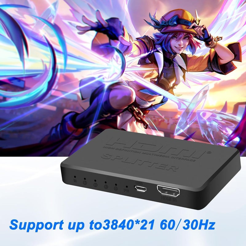 موزع HDMI 1 في 4 مخارج و4 منافذ HDMI يدعم 3D 4K 30HZ، 4K - Image 3