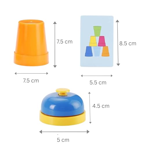 COUNTRYLINK Quick Stacking Cups Games for Kids, Classic Matching Speed Cup with 50 Picture Cards, 12 Cups and Bell, Family Games for Party or Travel. - Image 5