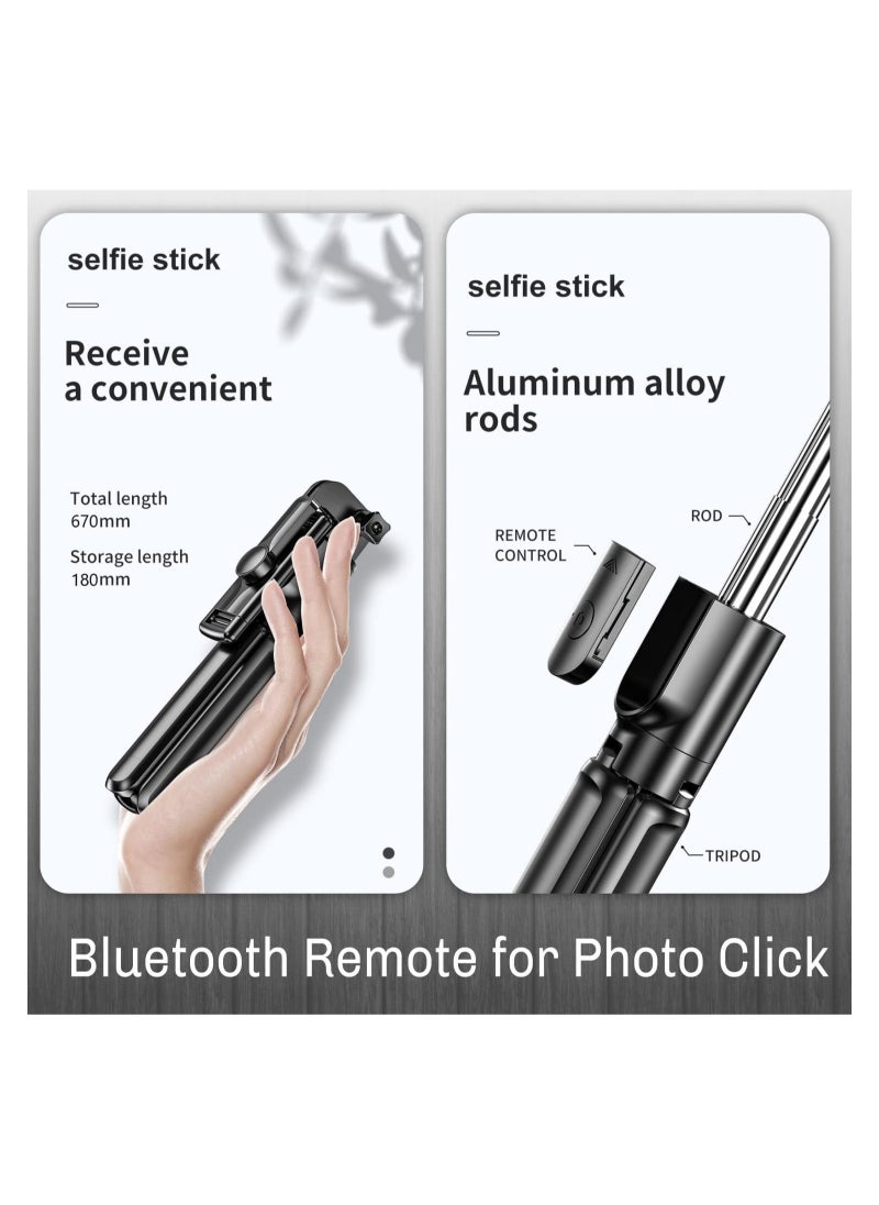 ELTRAZONE - Extendable Selfie Stick, Bluetooth Selfie Stick with Tripod Stand and Detachable Wireless Bluetooth Remote, Ultra Compact Selfie Stick for Mobile and All Smart Phones Black - Image 1