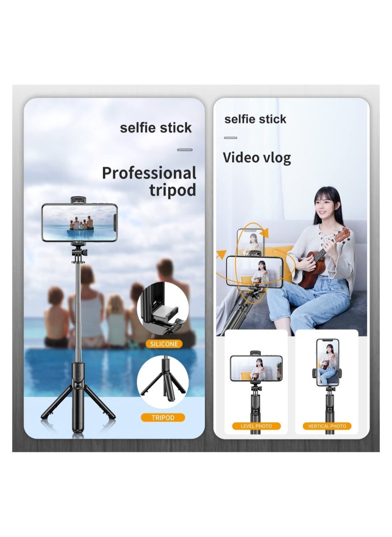 ELTRAZONE - Extendable Selfie Stick, Bluetooth Selfie Stick with Tripod Stand and Detachable Wireless Bluetooth Remote, Ultra Compact Selfie Stick for Mobile and All Smart Phones Black - Image 1