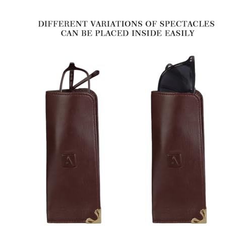 Adamis Genuine Leather Spectacles Soft Pouch for Men and Women Flexible And Durable For Sunglass Eyeglass And Reading Glass Holder compact size W43 Wine, Size 6 x 15 cm - Image 2