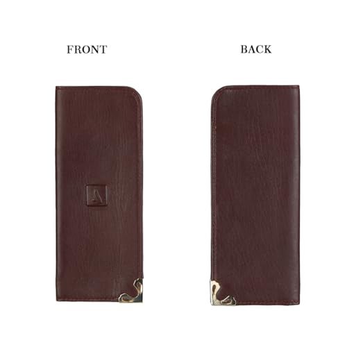 Adamis Genuine Leather Spectacles Soft Pouch for Men and Women Flexible And Durable For Sunglass Eyeglass And Reading Glass Holder compact size W43 Wine, Size 6 x 15 cm - Image 3