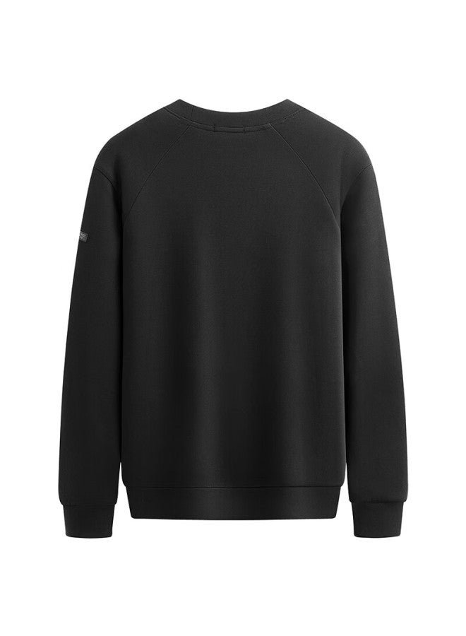 DANCING WOLVES Dance With Wolves Men's Autumn Winter Stretch Printed Crewneck Pullover Sweatshirt Black M - Image 1