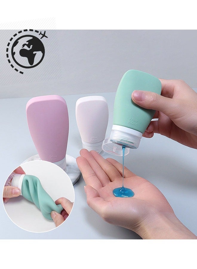 3pcs Travel Bottles Set for Toiletries, 60ml Refillable Leak Proof Squeezable Silicone Tubes - Image 1
