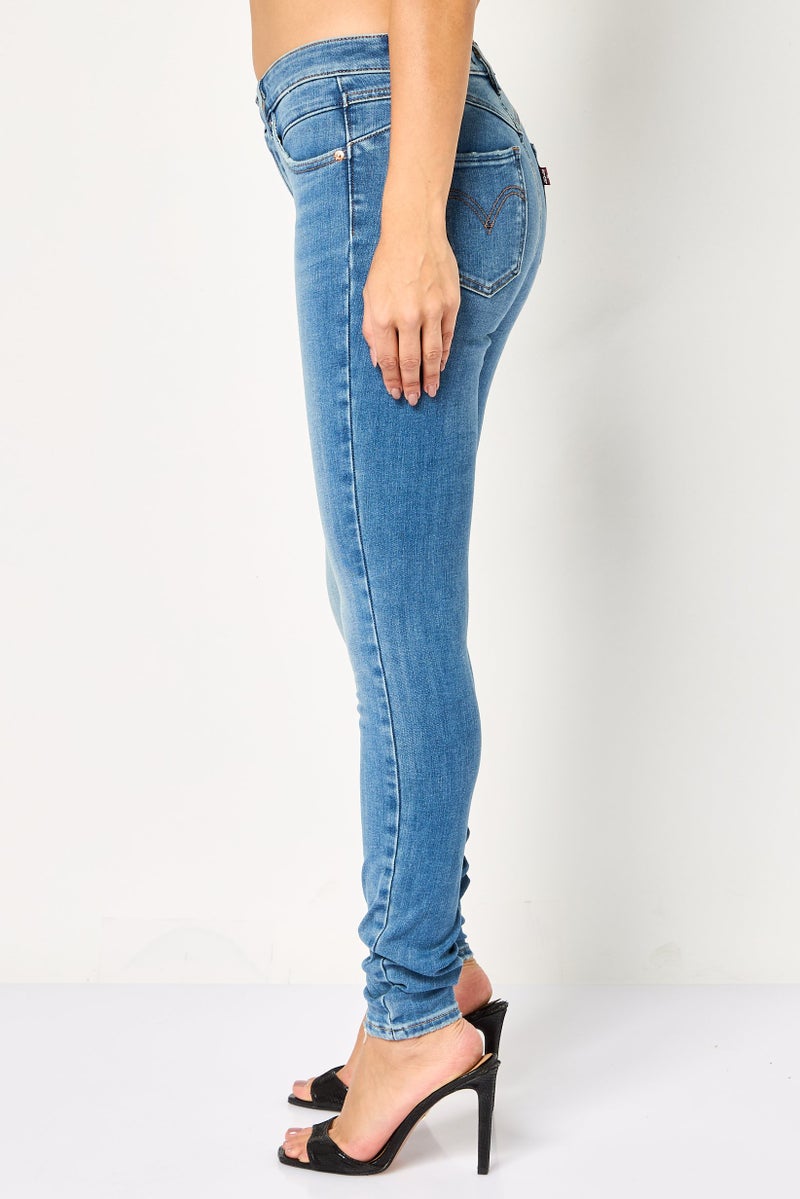 Levi's Women Skinny Fit Washed Denim Jeans, Blue - Image 4