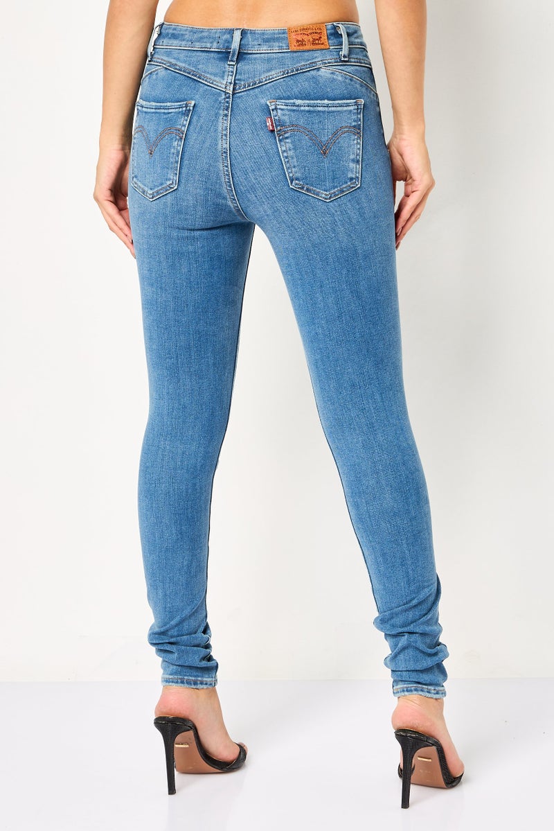 Levi's Women Skinny Fit Washed Denim Jeans, Blue - Image 3