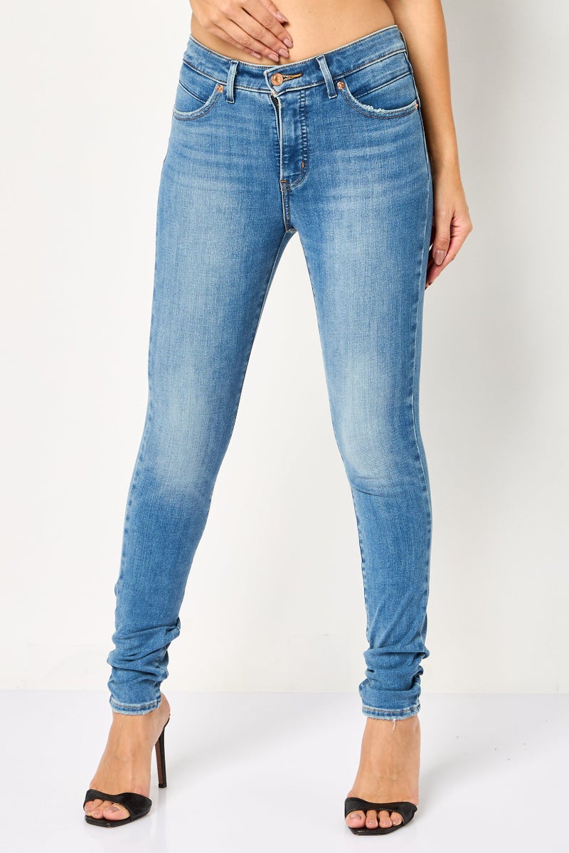 Levi's Women Skinny Fit Washed Denim Jeans, Blue - Image 1