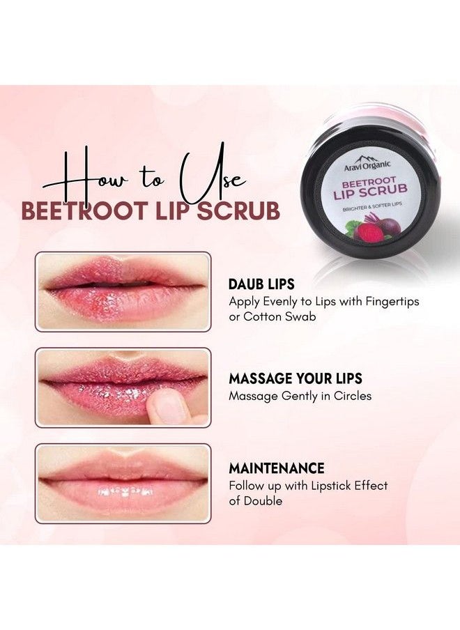Aravi Organic Beetroot Lip Lightening Scrub Balm For Darkchapped & Pigmented Lips Best Exfoliating  - Image 5