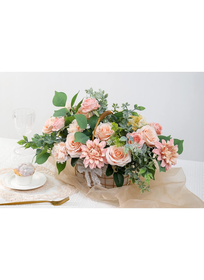 YYHUAWU YYHUAWU Artificial Flowers Combo Box Set Gradient Color Flower Leaf with Stems for DIY Wedding Bouquets Centerpieces Baby Shower Party Home Decorations Peach  - Image 5
