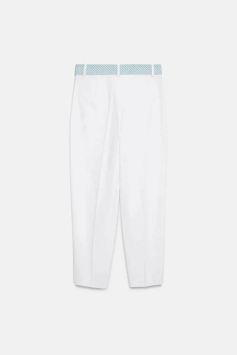 Dilvin White DILVIN Pleated Straight-Leg Crepe Trousers for Women | Best Price UAE