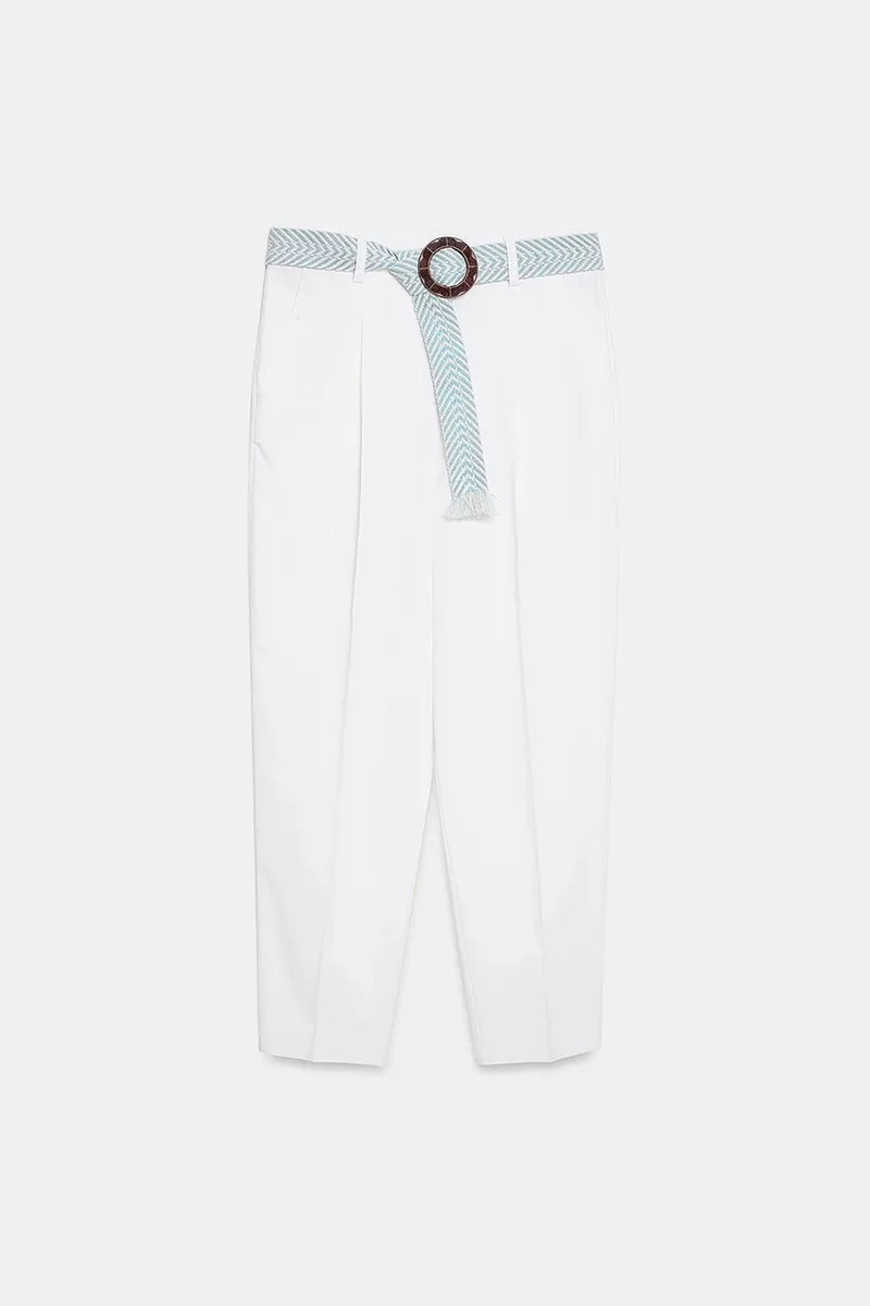 DILVIN Pleated Straight-Leg Crepe Trousers