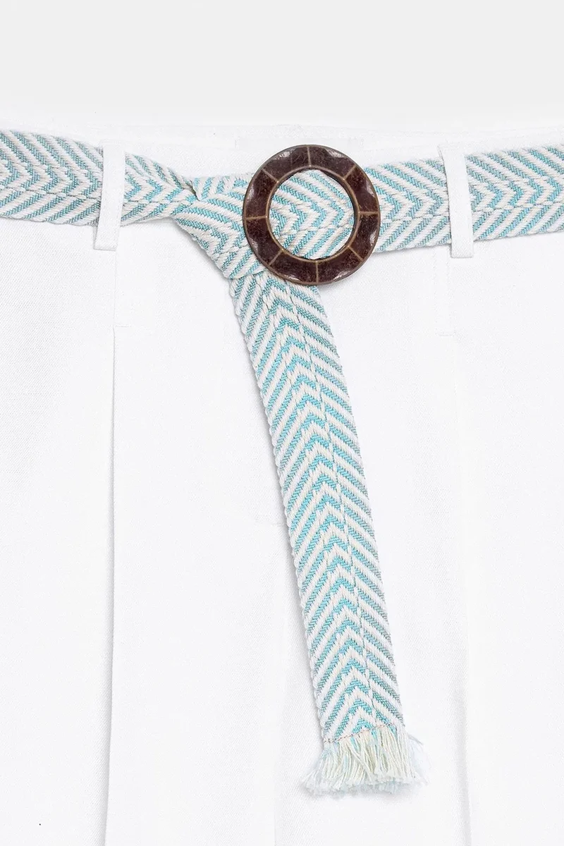 Dilvin White DILVIN Pleated Straight-Leg Crepe Trousers for Women | Best Price UAE