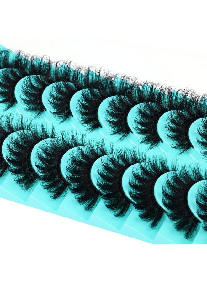 Goddvenus False Eyelashes Fluffy Mink Cat Eye Lashes Strip Pack 10 Pairs 18Mm Wispy D Curl Fake Lashes That Look Like Extensions 8D Full Dramatic Eyelash By Goddvenus - Image 4