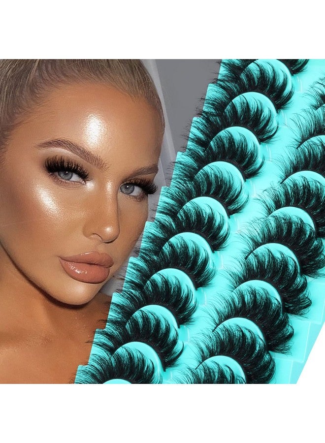 Goddvenus False Eyelashes Fluffy Mink Cat Eye Lashes Strip Pack 10 Pairs 18Mm Wispy D Curl Fake Lashes That Look Like Extensions 8D Full Dramatic Eyelash By Goddvenus - Image 2