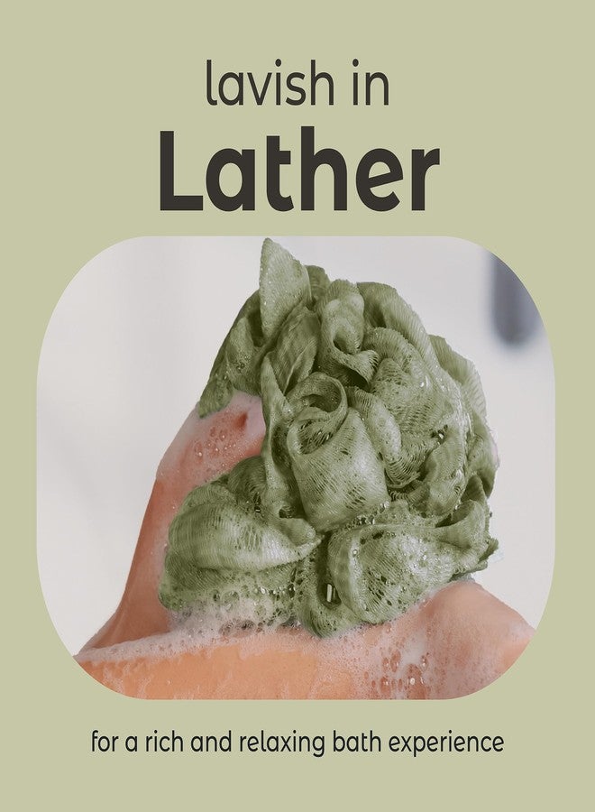 MainBasics Bath Shower Loofah Sponge Pouf Body Scrubber Exfoliator Body Wash Sponge (Set of 3, Earthy Love) - Image 4