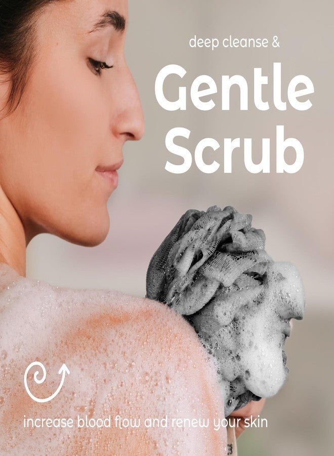 MainBasics Bath Shower Loofah Sponge Pouf Body Scrubber Exfoliator Body Wash Sponge (Set of 3, Earthy Love) - Image 5