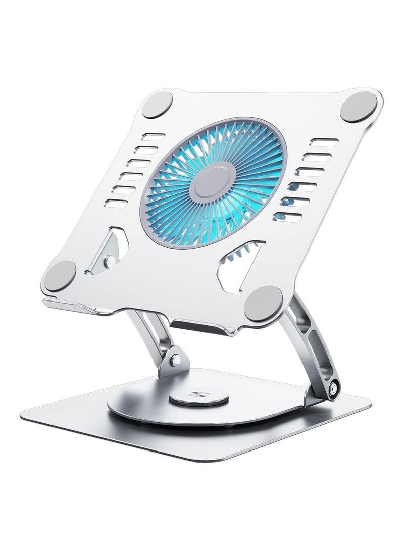 راكسوم سبائك الألومنيوم دفتر تبديد الحرارة قوس الجملة سطح المكتب رفع للطي قابل للتعديل سرعة الرياح لوحة معدنية قوس، الفضة - Image 1