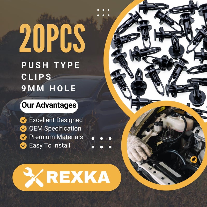 Rexka مقاطع تثبيت غطاء واقي الفندر من ريكسا 20 قطعة متوافقة مع تويوتا ليكزس 52161-16010 52161-02020 - Image 2