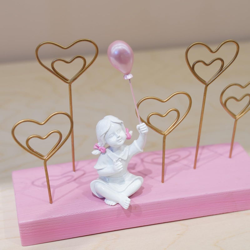 DiliComing White Girl with Pink Balloon Statue Decor - Resin People Crafts Figurine - Cute Handmade Small Sculpture for Desktop Shelf DÃ©cor, 2 x 1.65 x 5.5 inches - Image 5