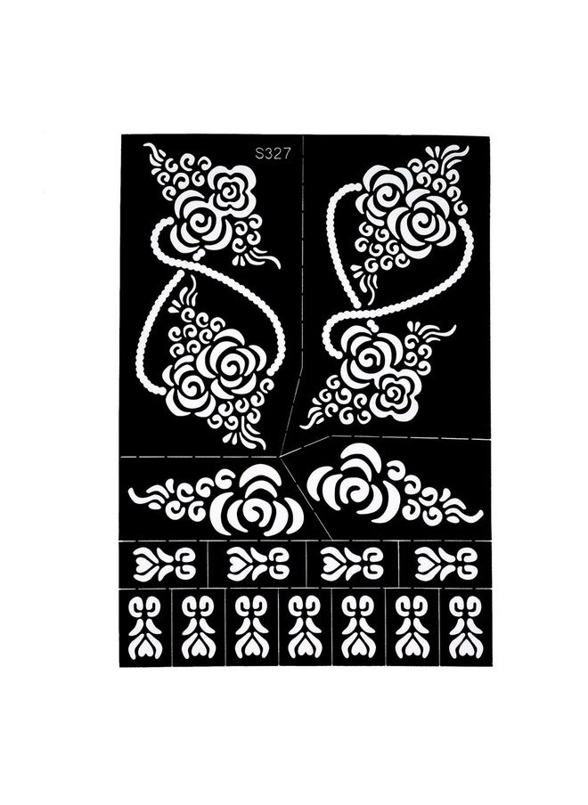ivana's - Heena Mehandi Tatto Stencil Set For Hand Body Fingure Face Heena Art Temporary Tatto For Kids Girls & Women Design Niv377 Black M - Image 1