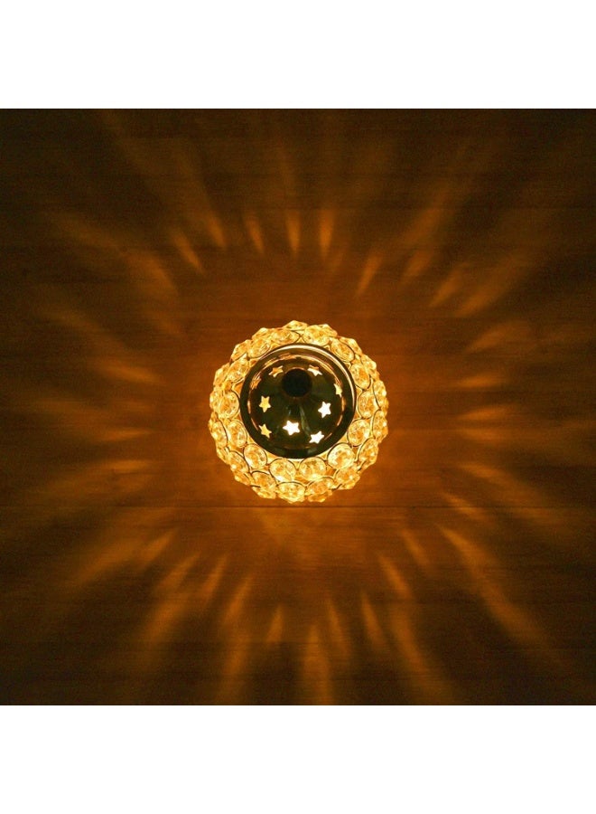 Collectible India Akhand Diya for Puja | Diyas Decorative Brass Crystal Oil Lamp | Diwali Decoration Item - Lantern Oval Shape Diwali Gifts | Return Gift | Home Decor Puja Lamp - Image 4