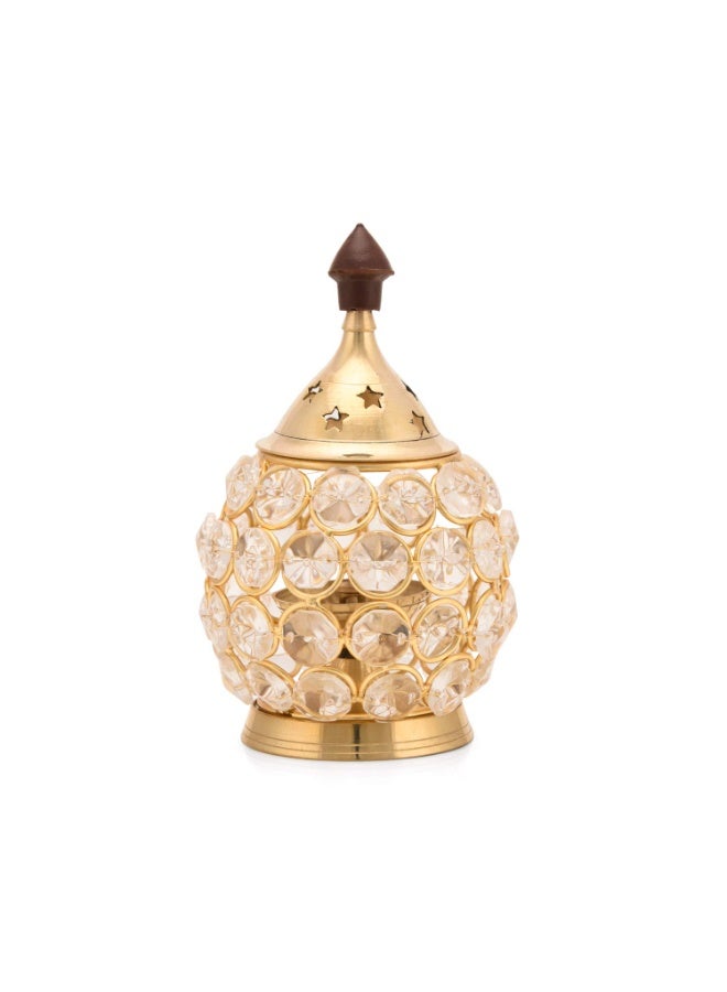 Collectible India Akhand Diya for Puja | Diyas Decorative Brass Crystal Oil Lamp | Diwali Decoration Item - Lantern Oval Shape Diwali Gifts | Return Gift | Home Decor Puja Lamp - Image 5