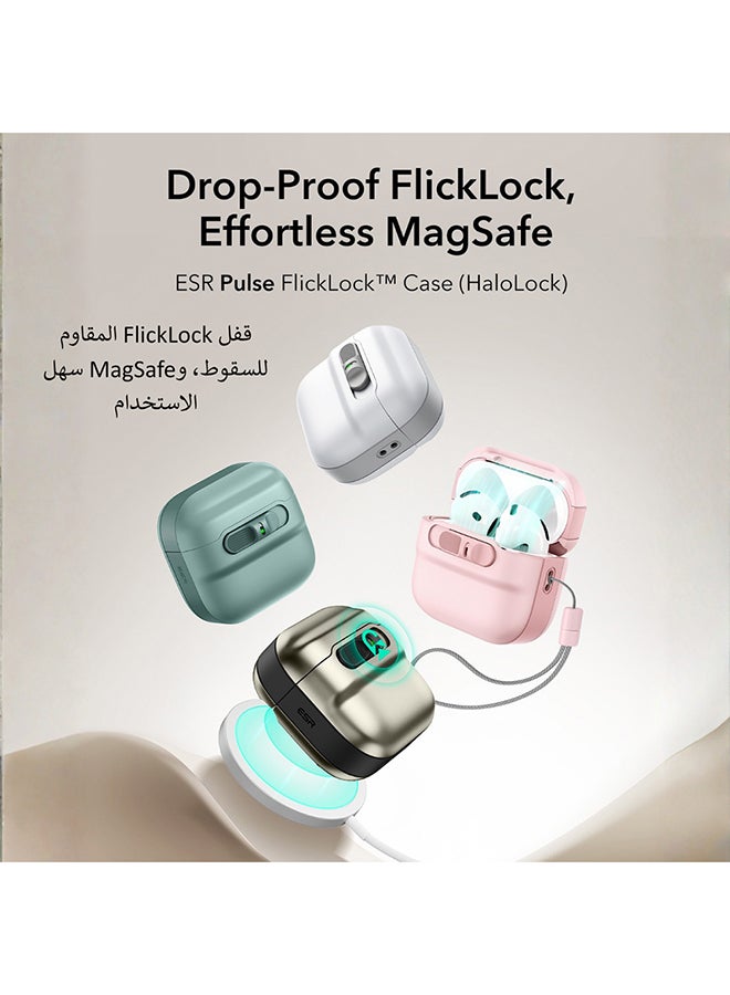 اي اس ار ESR غطاء حماية لـ AirPods Pro (الجيل الثاني/الأول)، متوافق مع MagSafe، قفل غطاء مغناطيسي، حماية كاملة من السقوط مع حبل تعليق، لون وردي - Image 4