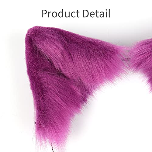SMILETERNITY Handmade Fox Wolf Cat Ears Headwear Costume Accessories for Halloween Christmas Party (Purple) - Image 2