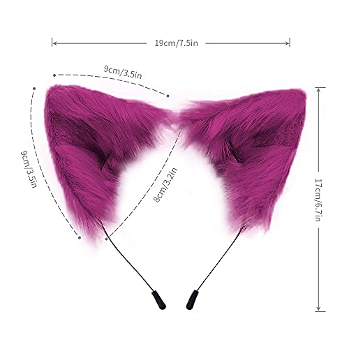 SMILETERNITY Handmade Fox Wolf Cat Ears Headwear Costume Accessories for Halloween Christmas Party (Purple) - Image 4
