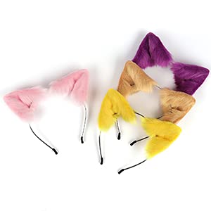 SMILETERNITY Handmade Fox Wolf Cat Ears Headwear Costume Accessories for Halloween Christmas Party (Purple) - Image 5