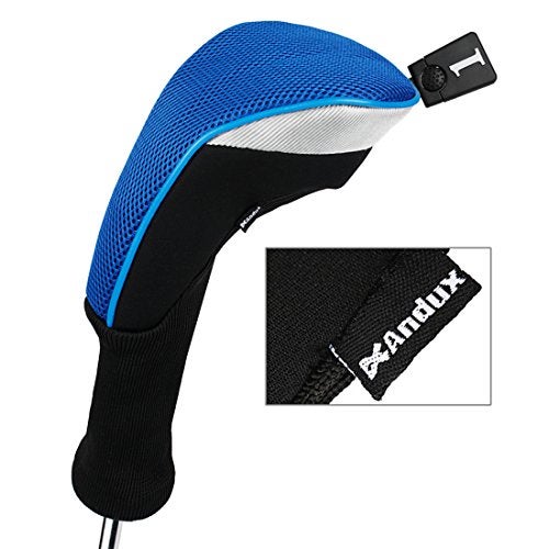 Andux 3pcs/Set Golf 460cc Driver Wood Club Head Covers Long Neck with No. Tags Blue - Image 2