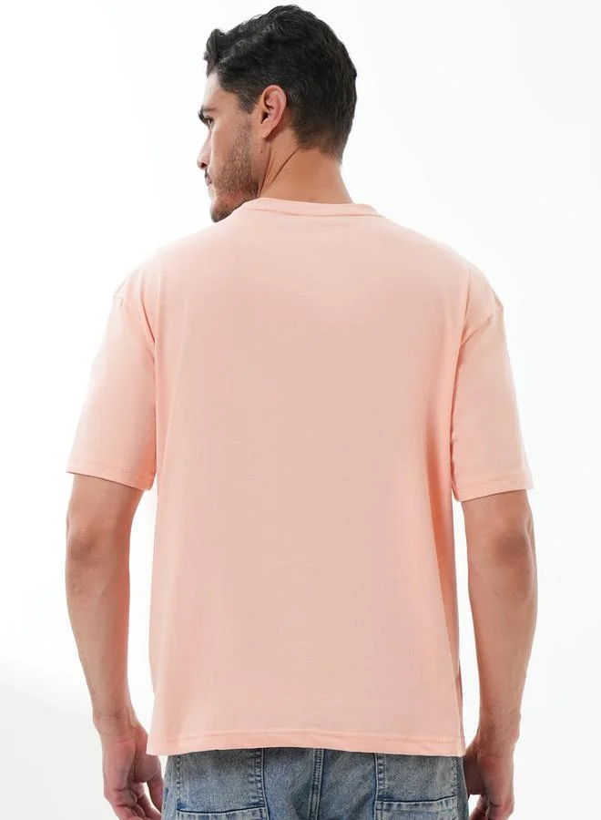 تايك تو Peach Graphic Print Round Neck T-Shirt By Reprise