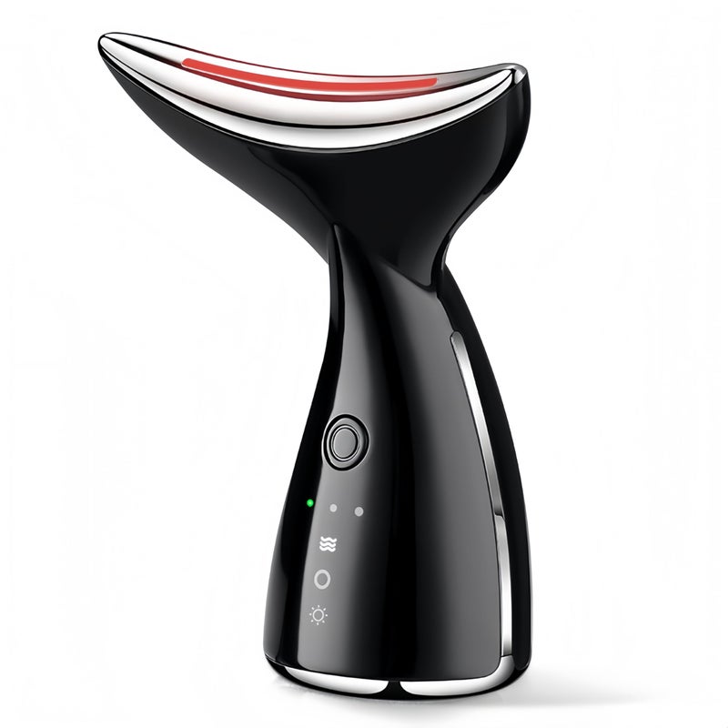 VOFEL Face and Neck Massger for Skin Care Electric Face Neck Lifting Massager with 45 Heat 3 Massage Modes for Wrinkles Facial Neck Massager Black