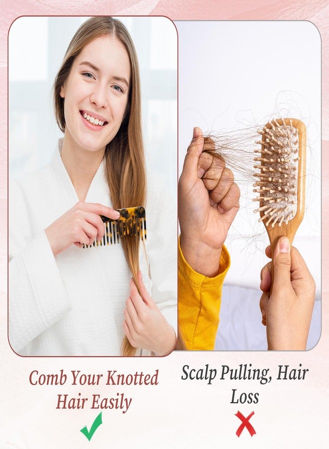 SHENLIU 2-Pack Large Detangling Comb, Mini Cellulose Wide Tooth Combs, Small Leopard Purse Combs, Handleless Pocket Size For Thick Curly Wavy Hair Acetate Long Hair Detangling Comb Wet and Dry - Image 5