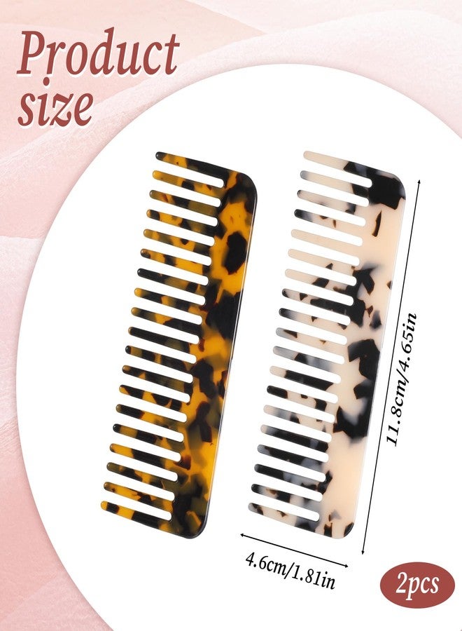 SHENLIU 2-Pack Large Detangling Comb, Mini Cellulose Wide Tooth Combs, Small Leopard Purse Combs, Handleless Pocket Size For Thick Curly Wavy Hair Acetate Long Hair Detangling Comb Wet and Dry - Image 2
