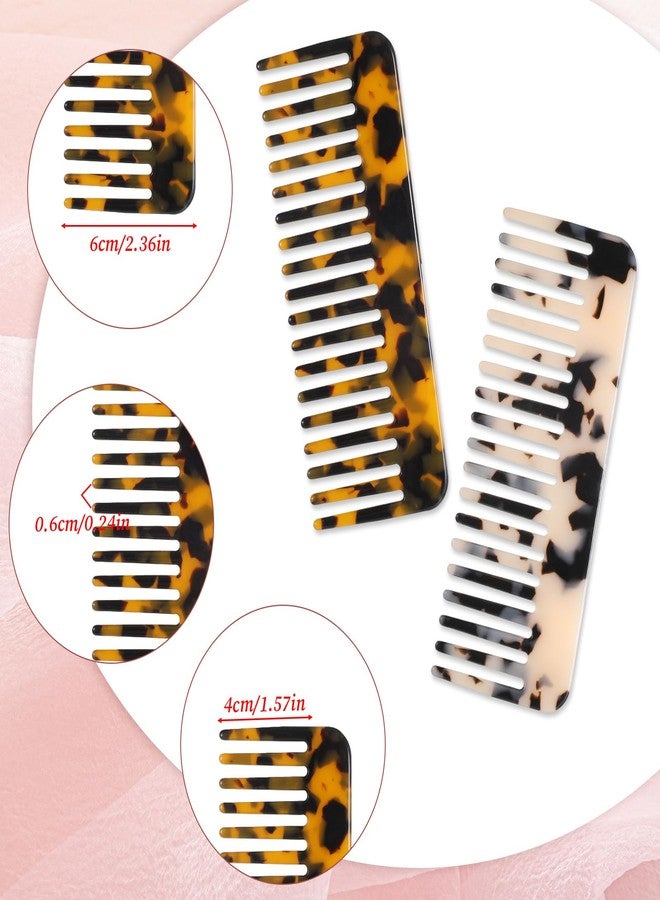 SHENLIU 2-Pack Large Detangling Comb, Mini Cellulose Wide Tooth Combs, Small Leopard Purse Combs, Handleless Pocket Size For Thick Curly Wavy Hair Acetate Long Hair Detangling Comb Wet and Dry - Image 3