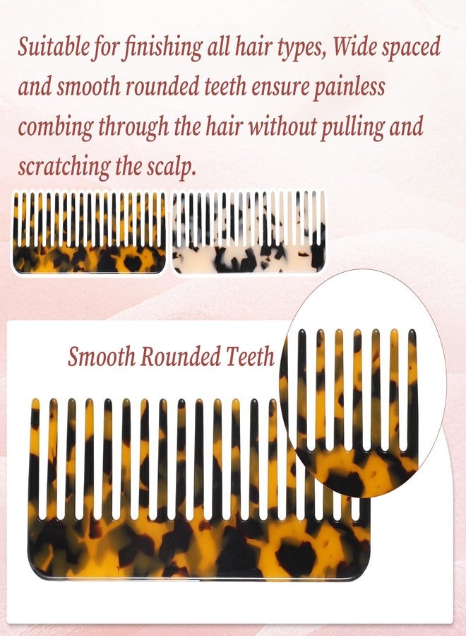 SHENLIU 2-Pack Large Detangling Comb, Mini Cellulose Wide Tooth Combs, Small Leopard Purse Combs, Handleless Pocket Size For Thick Curly Wavy Hair Acetate Long Hair Detangling Comb Wet and Dry - Image 4