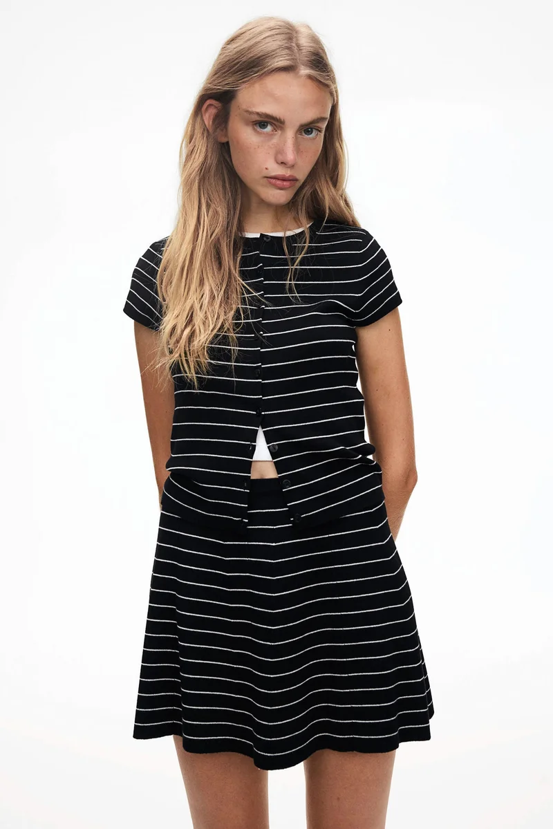 H&M Short-sleeved fine-knit cardigan