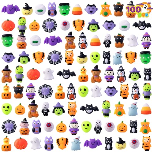 JOYIN 100 Pcs Halloween Mochi Squishy Toys for Kids Gift Halloween Kawaii Sensory Stress Relief Toys for Halloween Party Favors Decor Trick or Treats Classroom Prizes Goodie Bag Fillers - Image 1