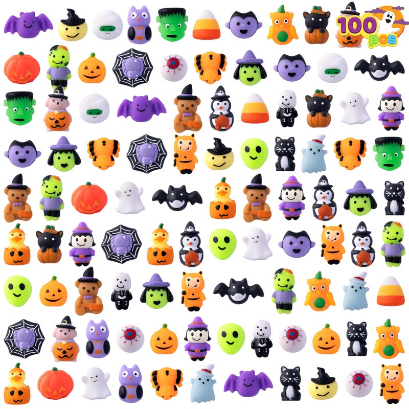 JOYIN 100 Pcs Halloween Mochi Squishy Toys for Kids Gift Halloween Kawaii Sensory Stress Relief Toys for Halloween Party Favors Decor Trick or Treats Classroom Prizes Goodie Bag Fillers - Image 2