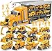 JOYIN 25 in 1 Kids Construction Truck Toy Set 24Pcs Push and Go Cars and Worker Figures Toddler Play Vehicles with Sounds and Light Birthday Gifts for 3 4 5 6 7 Years Old Grandkids Easter Basket - Image 4