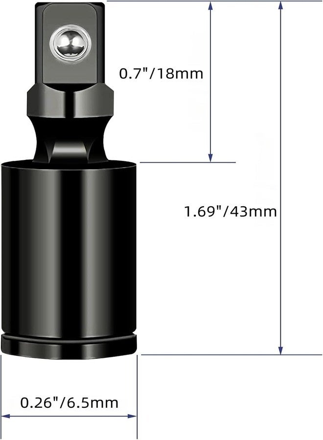 FarBoat 2 Pcs Impact Socket Adapter 1/4" Universal Joint Sockets Chrome Vanadium Steel Swivel Socket Flexible Sockets Extension, Black - Image 2