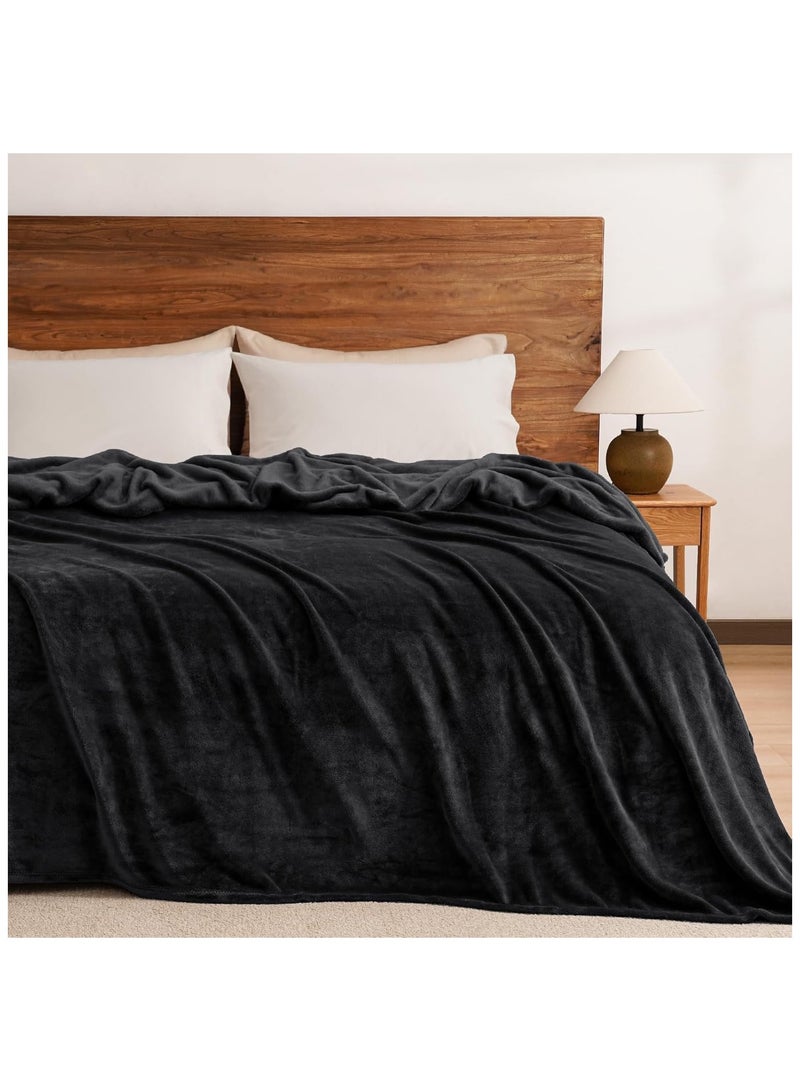 فابينني بطانية سرير ناعمة كالحرير، مصنوعة من الألياف الدقيقة، مقاس 150×200 سم، لون أسود، وزن 280 جرام/م2 - Image 2