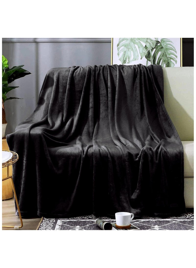 فابينني بطانية سرير ناعمة كالحرير، مصنوعة من الألياف الدقيقة، مقاس 150×200 سم، لون أسود، وزن 280 جرام/م2 - Image 4