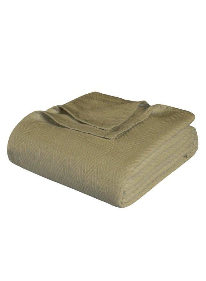 Superior 100% Cotton Blanket Oversized Throw, Woven Blanket for Couch, Bed, Bedding, Farmhouse, Home Essentials, Cute and Cozy Bohemian Blankets, Herringbone Weave, Full/Queen, Sage - Image 1
