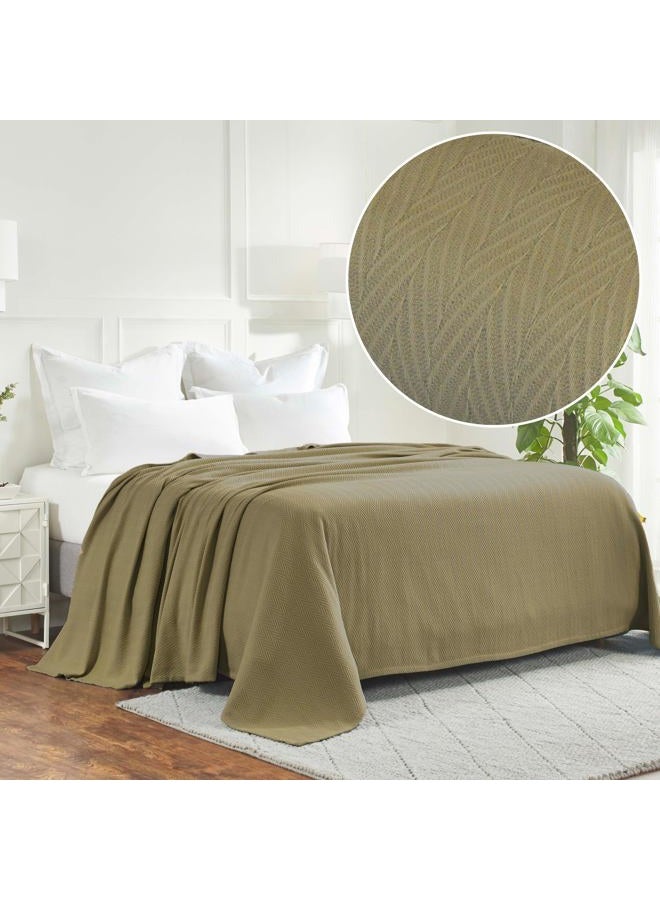 Superior 100% Cotton Blanket Oversized Throw, Woven Blanket for Couch, Bed, Bedding, Farmhouse, Home Essentials, Cute and Cozy Bohemian Blankets, Herringbone Weave, Full/Queen, Sage - Image 2