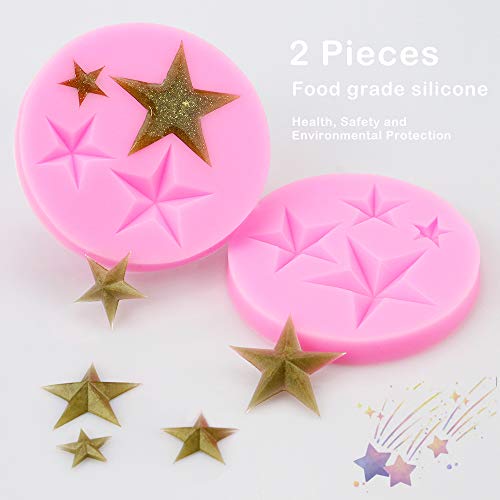 HengKe Star Silicone Mold,2pcs 3D Stars Shape Silicone Mold for DIY Jelly Shots Gum Paste Fondant, Pudding Soap, Handmade Ice Cream,Chocolate, Crystal Ice Cube,Cupcake Cake Topper Decoration - Image 4