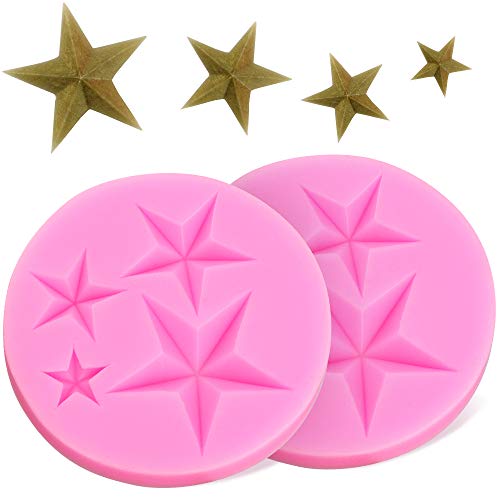 HengKe Star Silicone Mold,2pcs 3D Stars Shape Silicone Mold for DIY Jelly Shots Gum Paste Fondant, Pudding Soap, Handmade Ice Cream,Chocolate, Crystal Ice Cube,Cupcake Cake Topper Decoration - Image 1