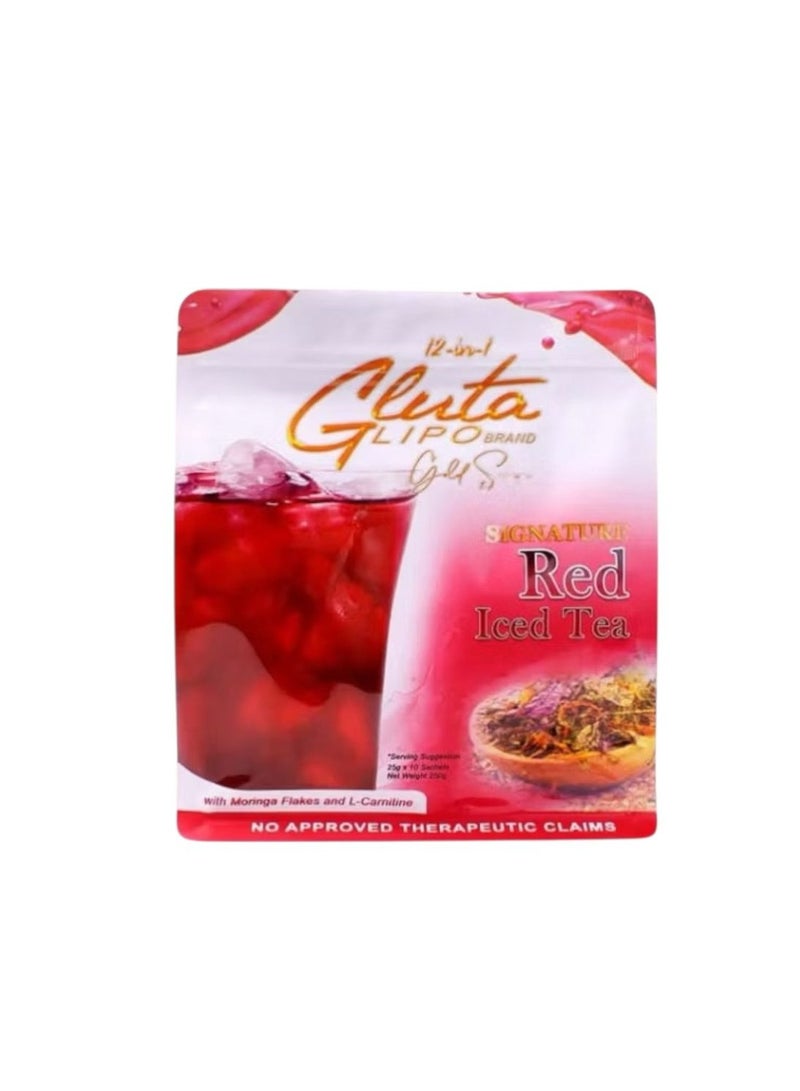 جلوتا 12 في 1 ليبو جولد سيريز شاي أحمر مثلج 10 أكياس - Image 1